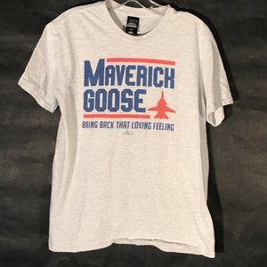 Vintage Top Gun US Air Force Maverick Goose White Tee Short Sleeve T Shirt
